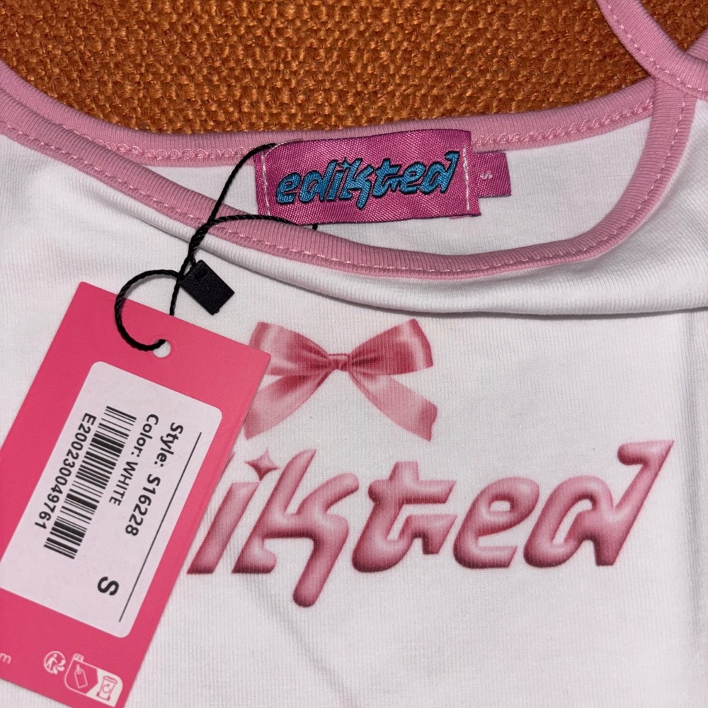 Edikted White and Pink Tank Top